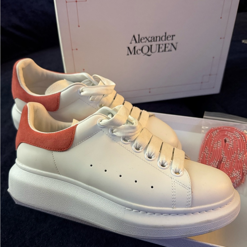 Alexander McQueen White Sneakers with Red Accents